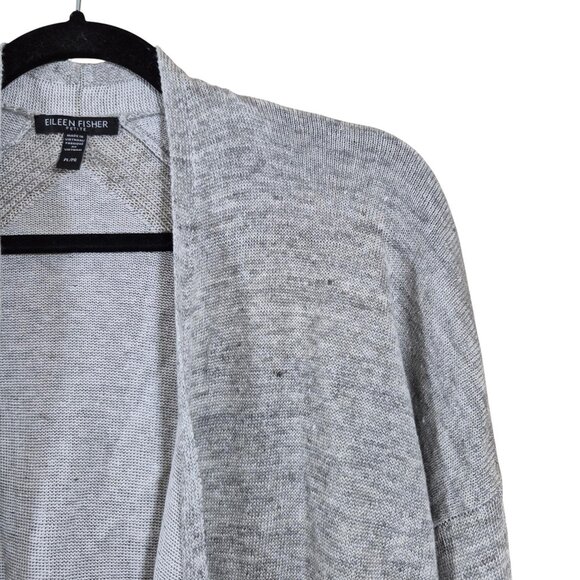 Eileen Fisher Womens Sweater Size L Petite Knit Linen Cardigan Open Long Sleeve - Picture 6 of 7